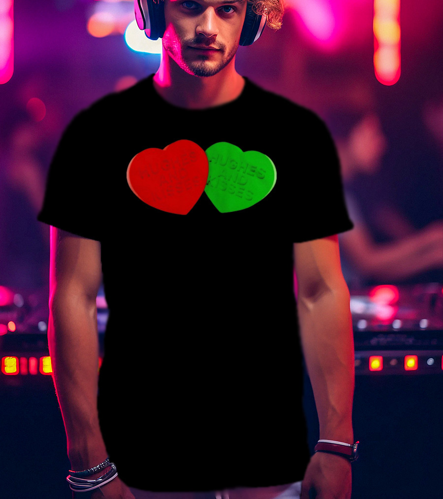 Hughes And Kisses Red Green Heart T-Shirt