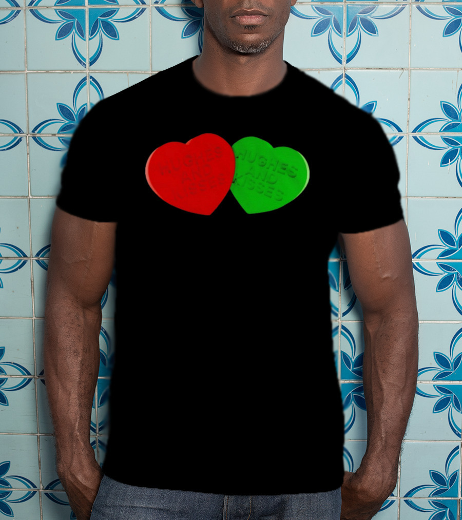 Hughes And Kisses Red Green Heart T-Shirt