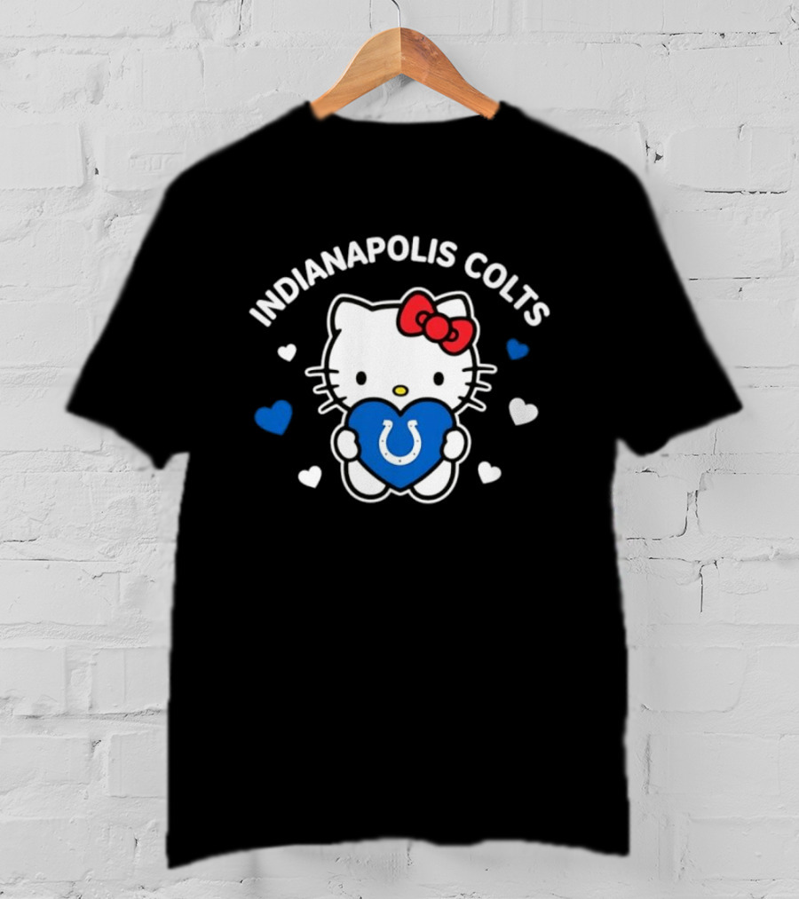 Indianapolis Colts Hello Kitty Blue Heart Valentine 2026 T-Shirt
