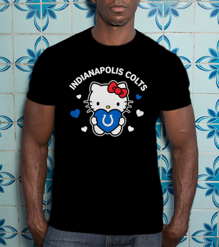 Indianapolis Colts Hello Kitty Blue Heart Valentine 2026 T-Shirt