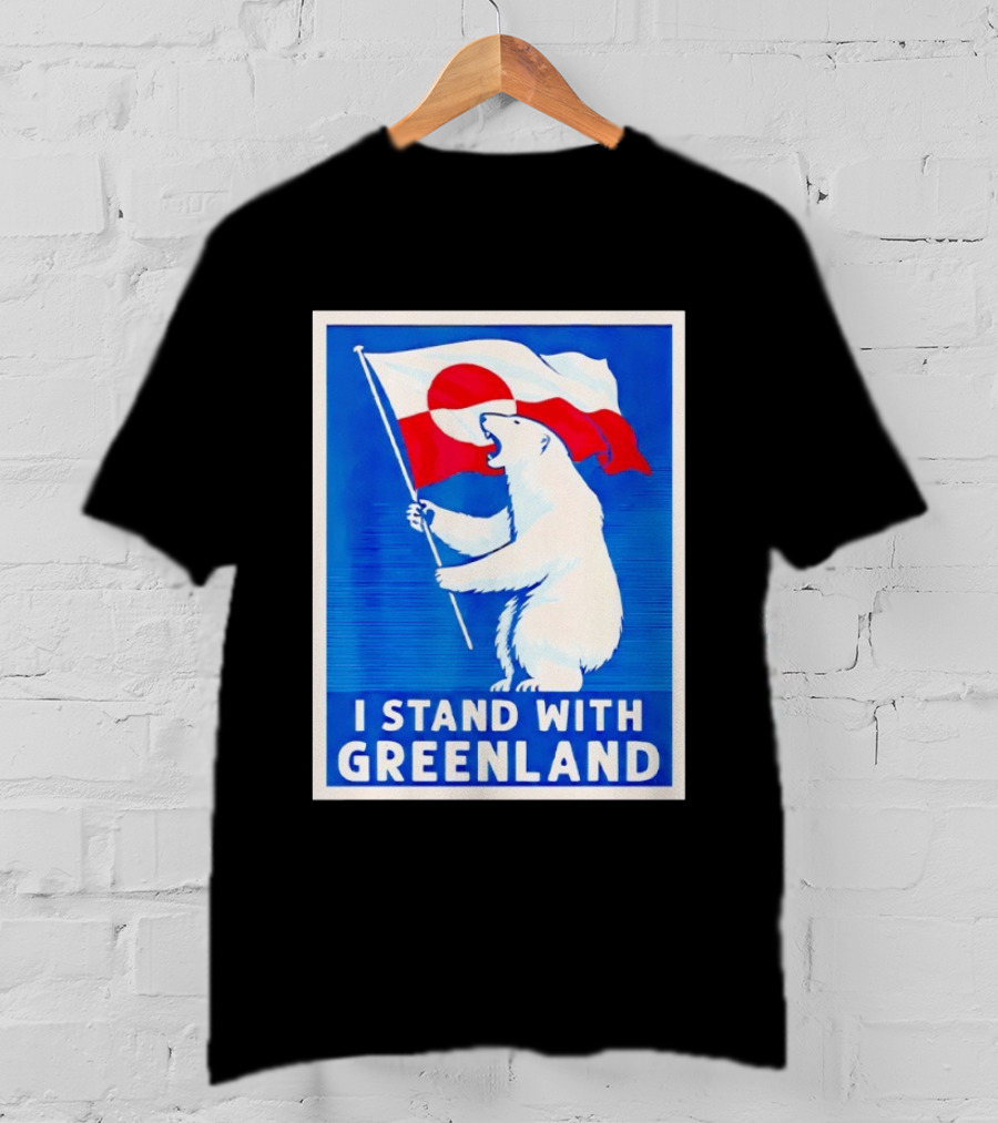 I Stand With Greenland Polar Bear Flag White Bear T-Shirt