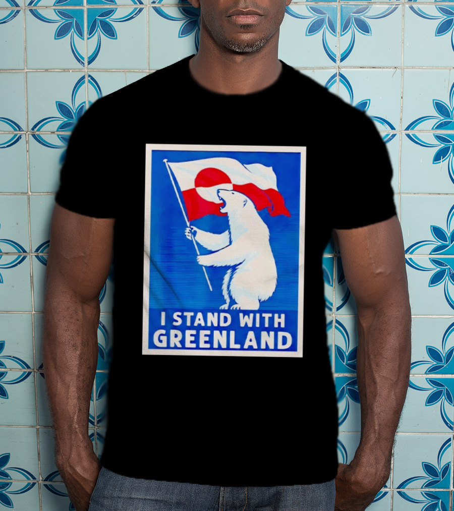 I Stand With Greenland Polar Bear Flag White Bear T-Shirt