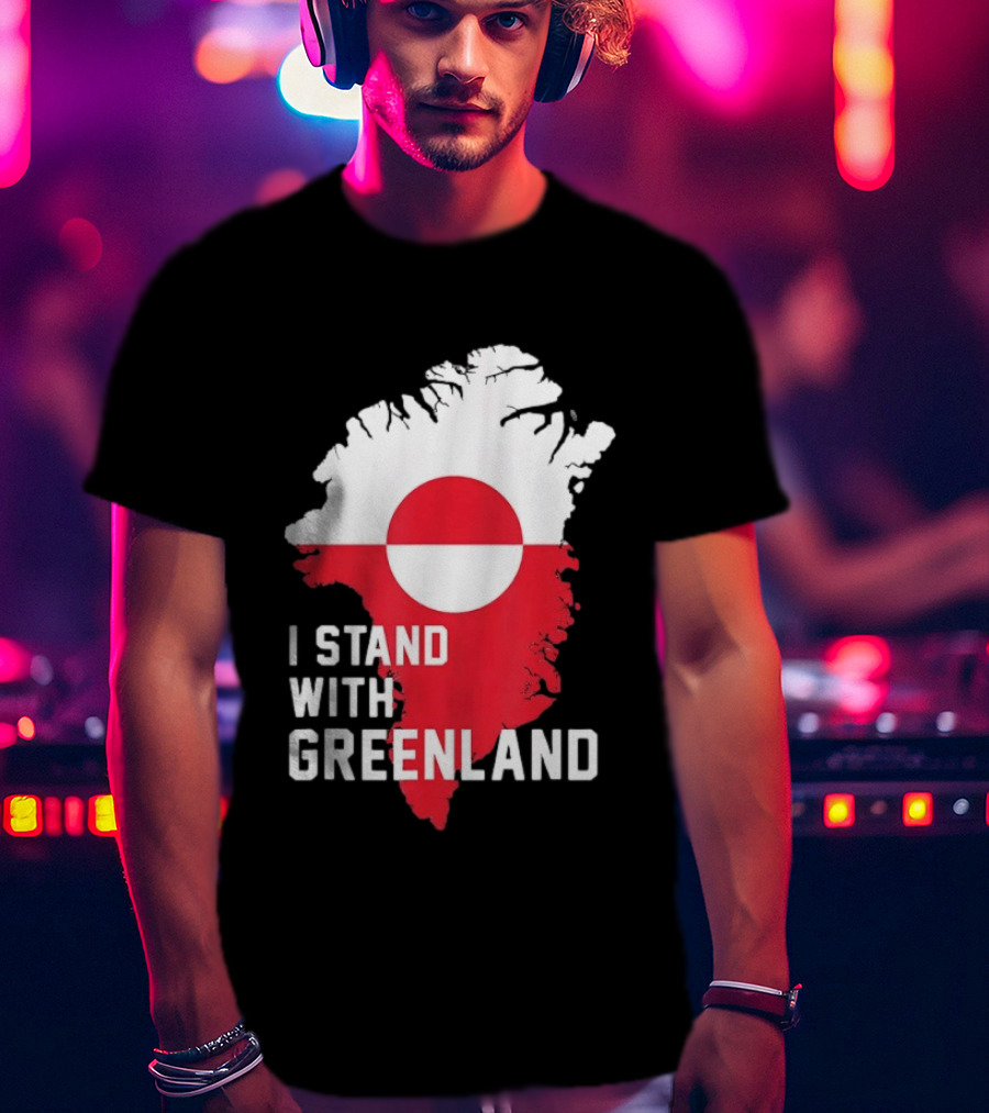 I Stand With Greenland Greenlanders Support Flag Map T-Shirt
