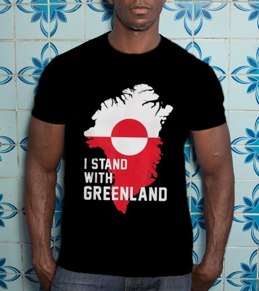 I Stand With Greenland Greenlanders Support Flag Map T-Shirt