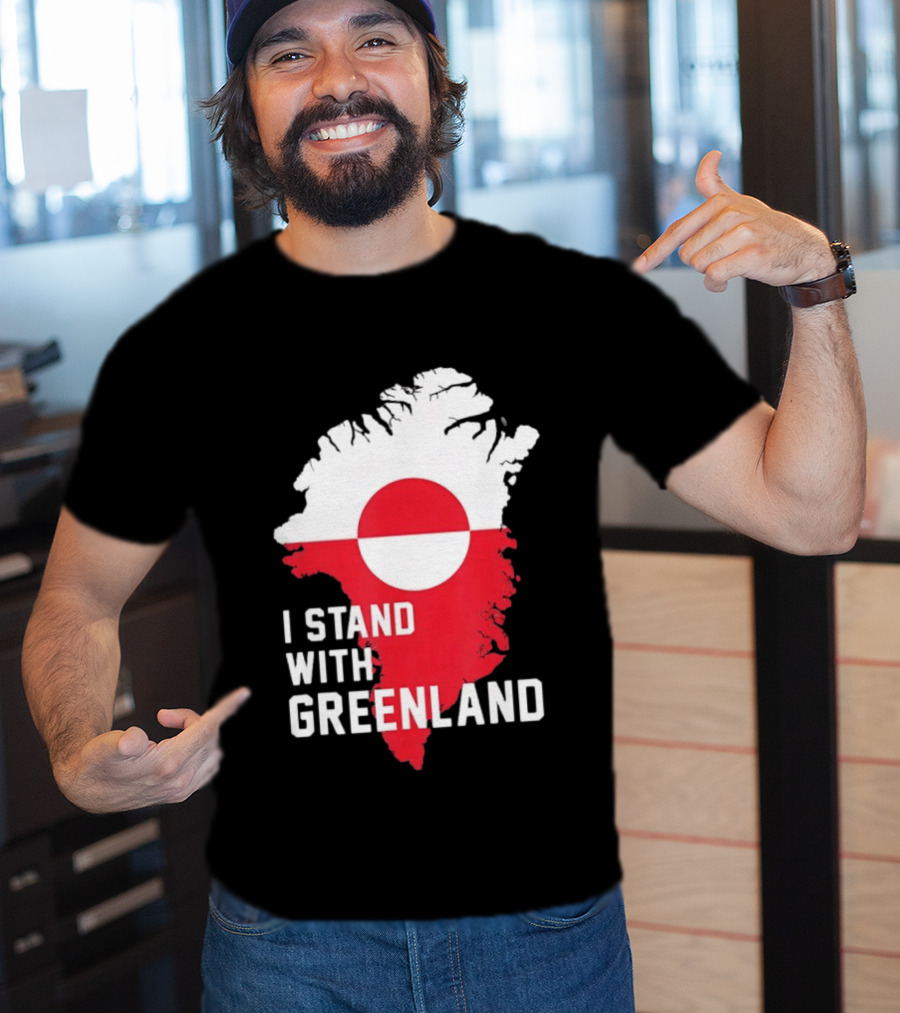 I Stand With Greenland Greenlanders Support Flag Map T-Shirt