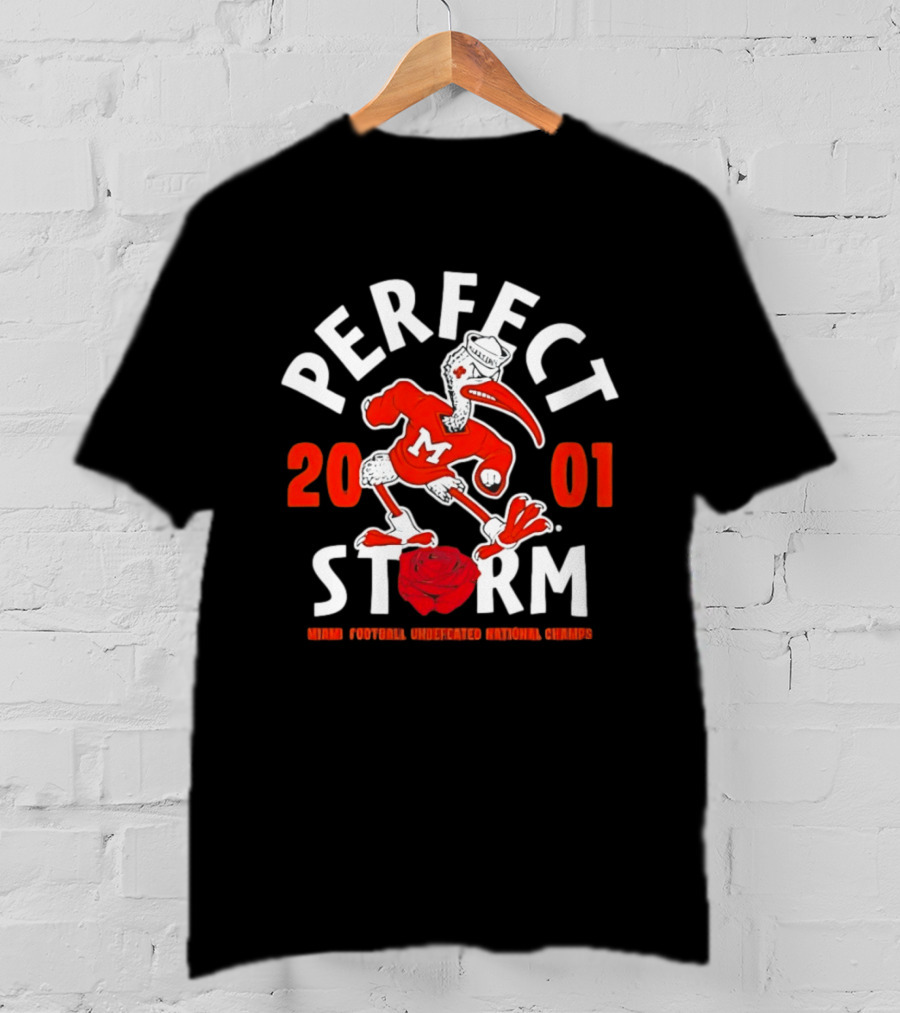 Miami Hurricanes 2001 Perfect Storm Undefeated National Champs Football T-Shirt