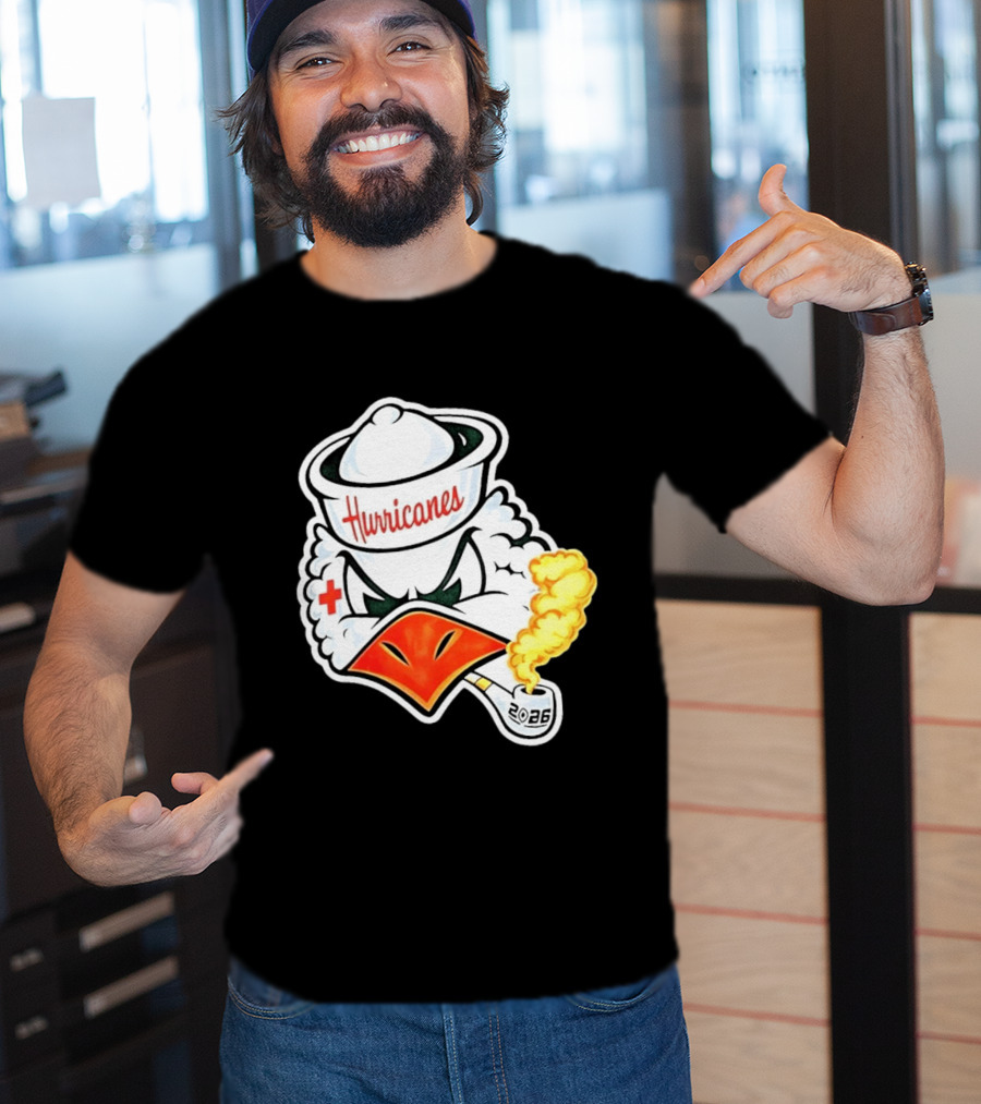 Miami Hurricanes Sebastian Mascot 2026 Pipe Gold Smoke T-Shirt