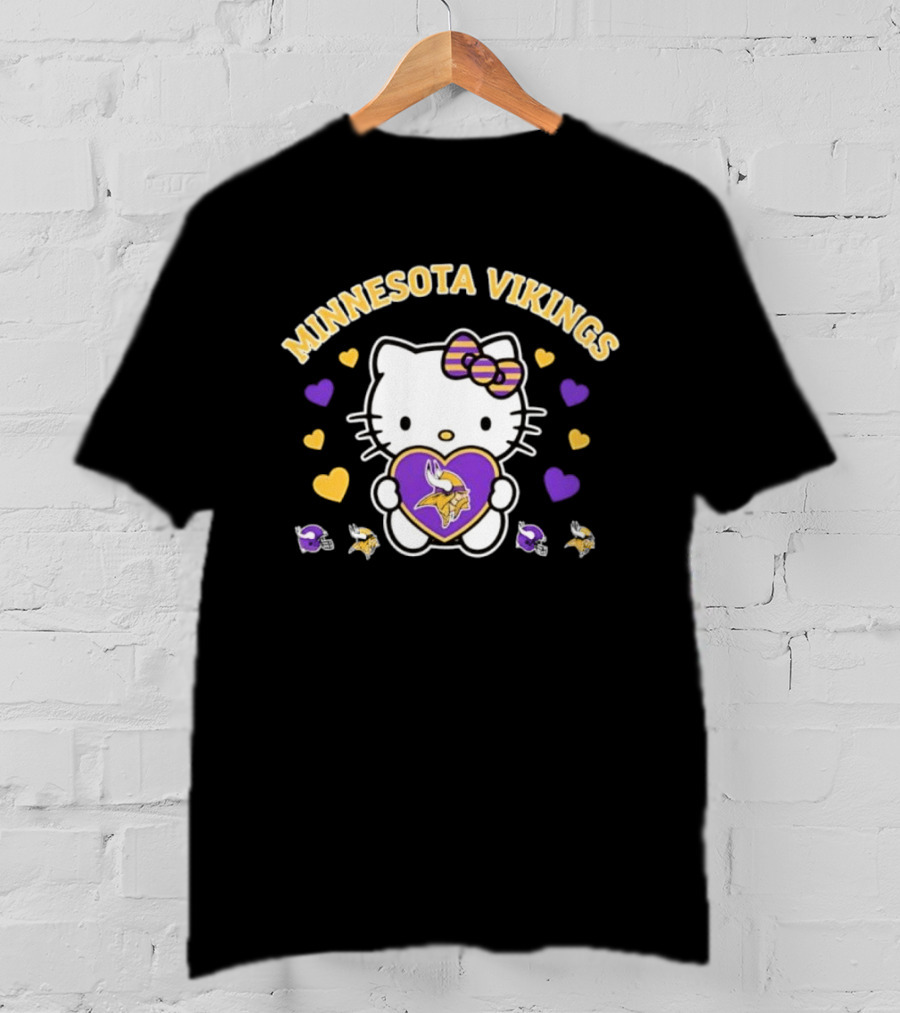 Minnesota Vikings Hello Kitty Valentine Hearts 2026 T-Shirt