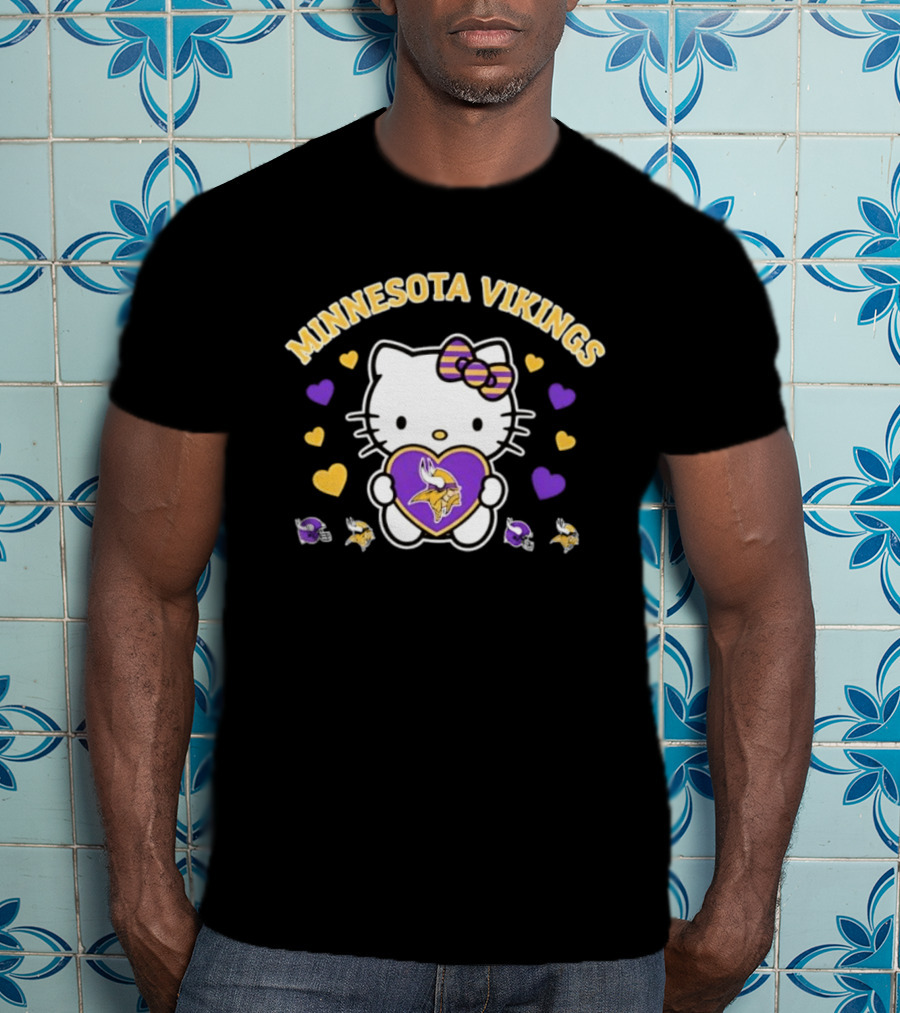 Minnesota Vikings Hello Kitty Valentine Hearts 2026 T-Shirt