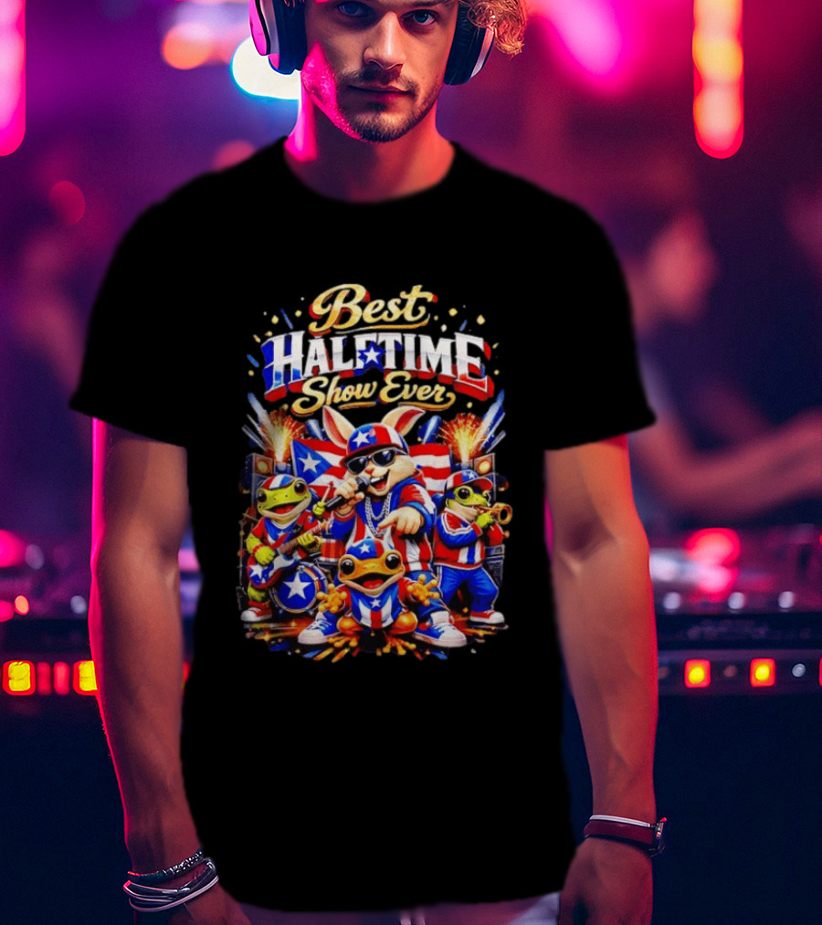 Best Halftime Show Ever Puerto Rico Frog Musicians Extravaganza T-Shirt