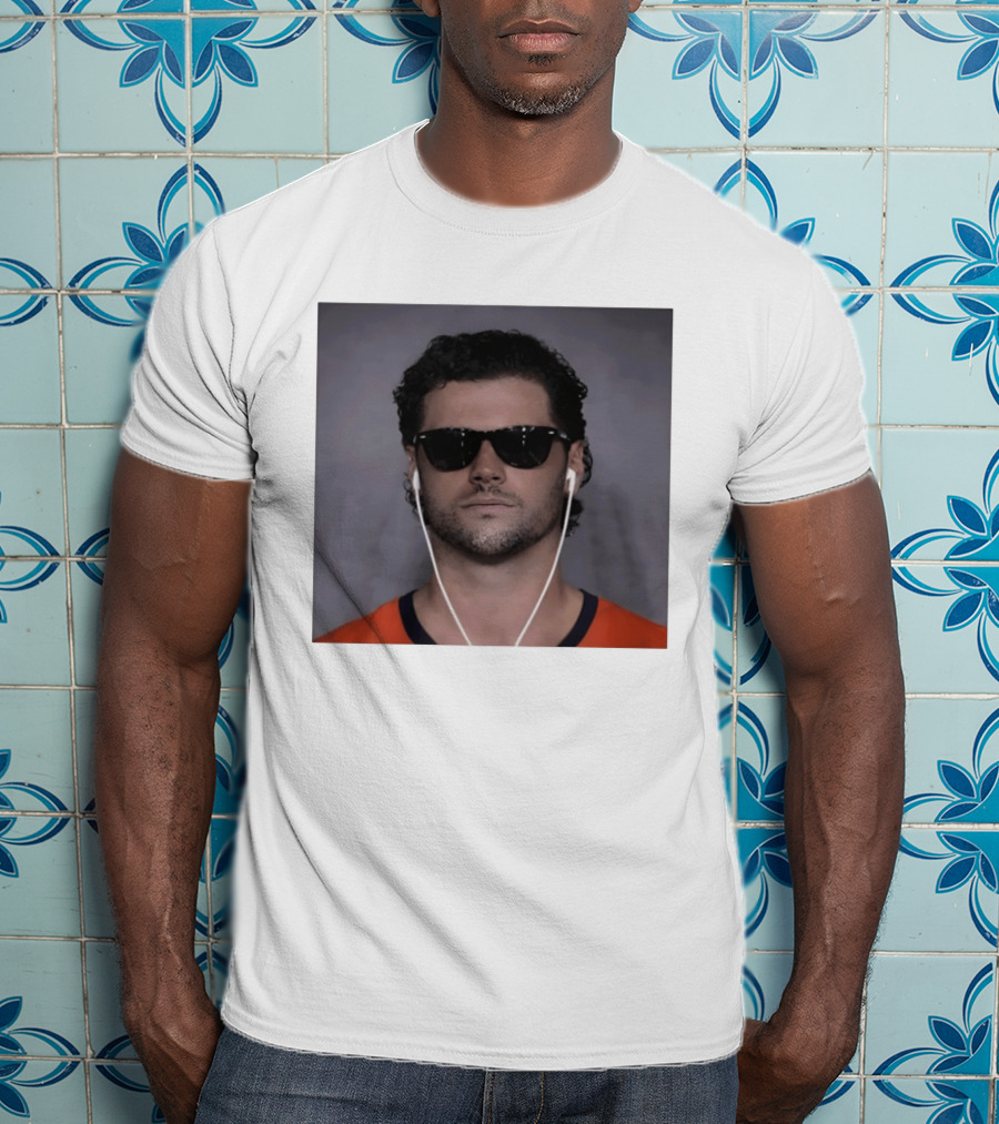 Jarrett Stidham Sunglasses And Earbuds Denver Broncos Orange T-Shirt