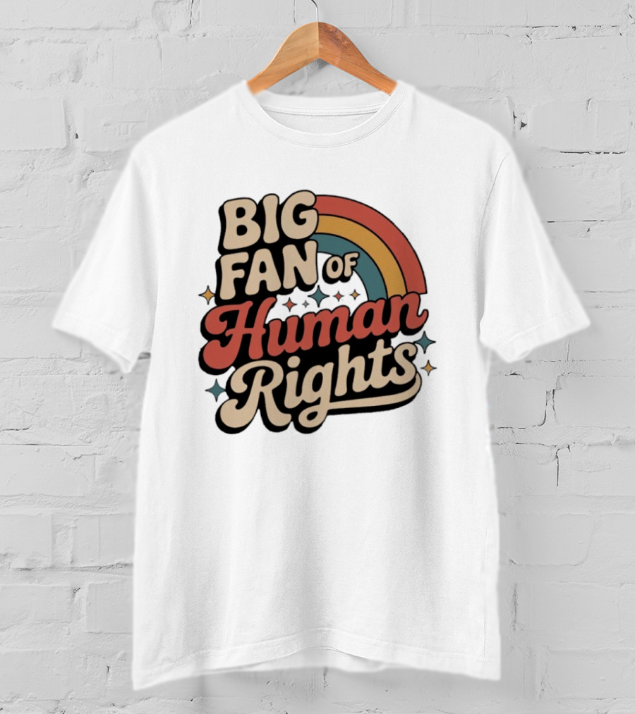 Big Fan Of Human Rights Retro Rainbow T-Shirt