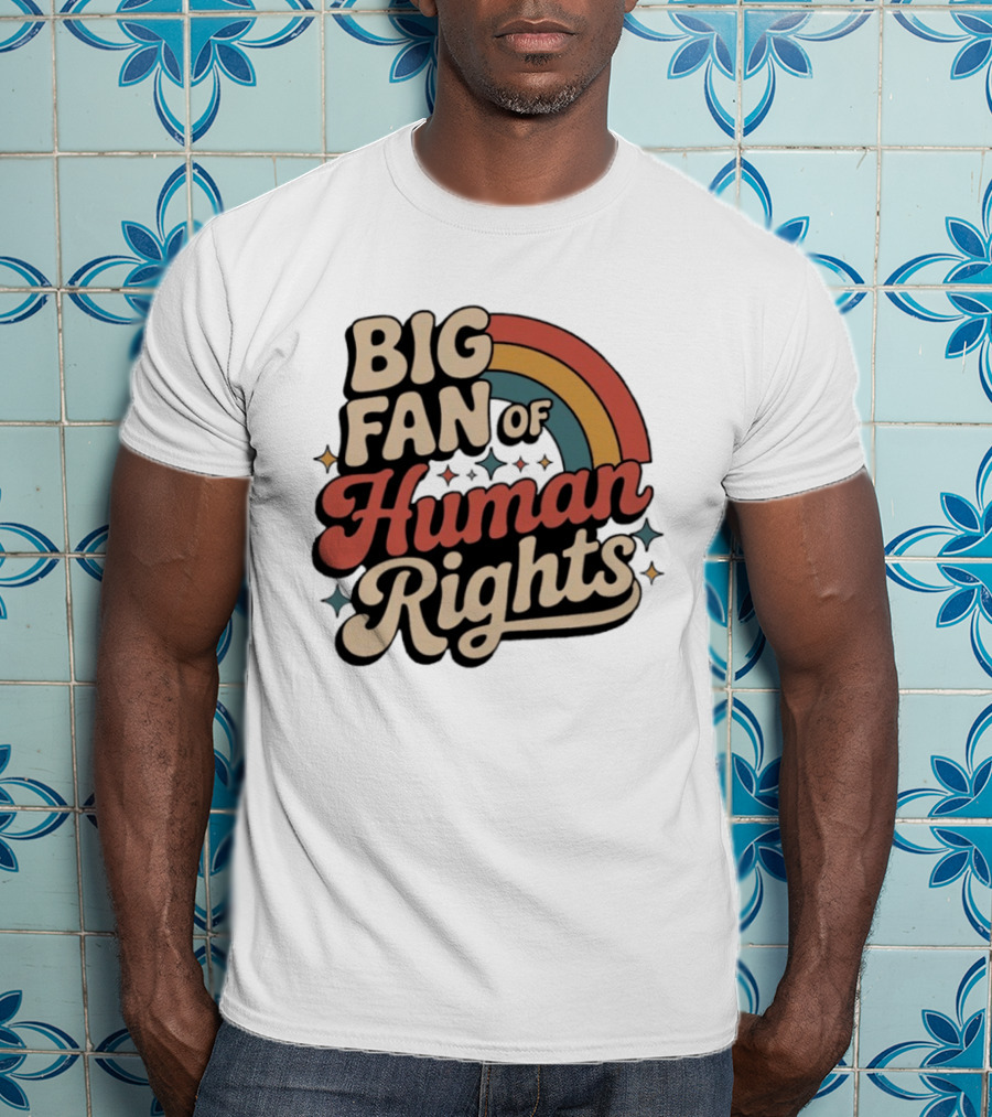 Big Fan Of Human Rights Retro Rainbow T-Shirt