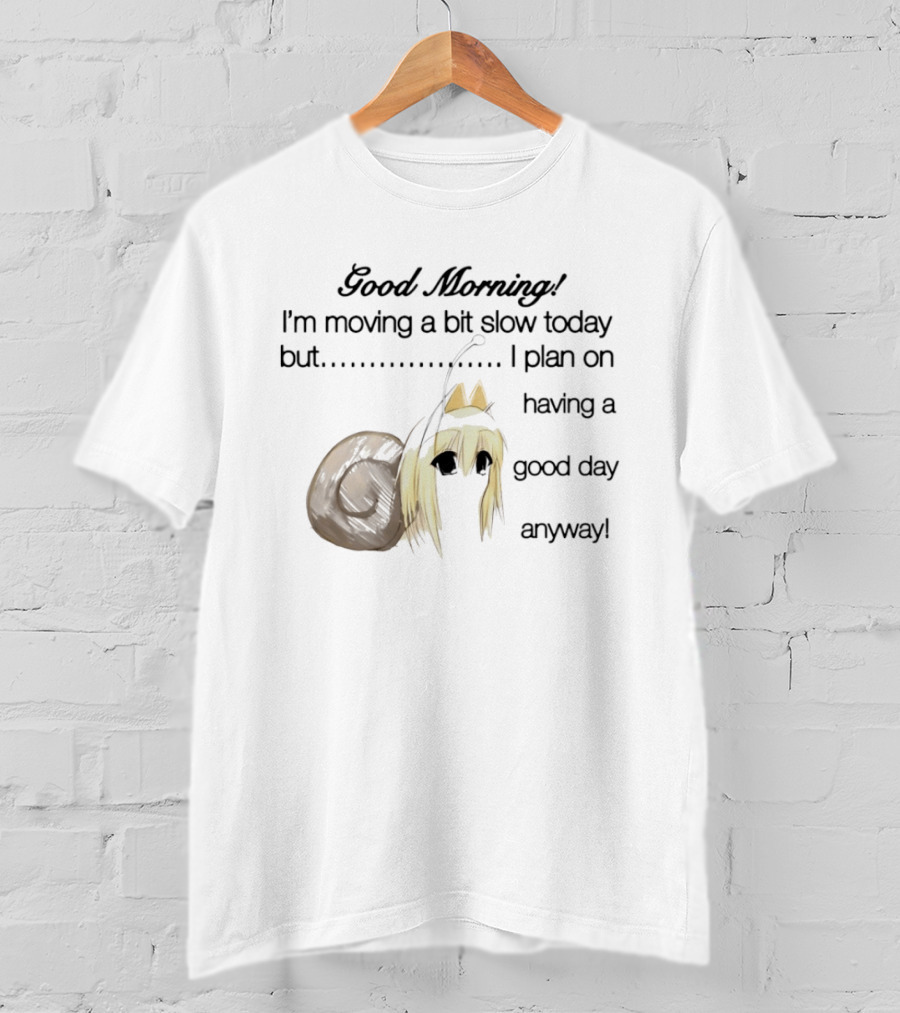 Good Morning I'm Moving A Bit Slow Today Snail Character Plan On Having A Good Day Anyway T-Shirt
