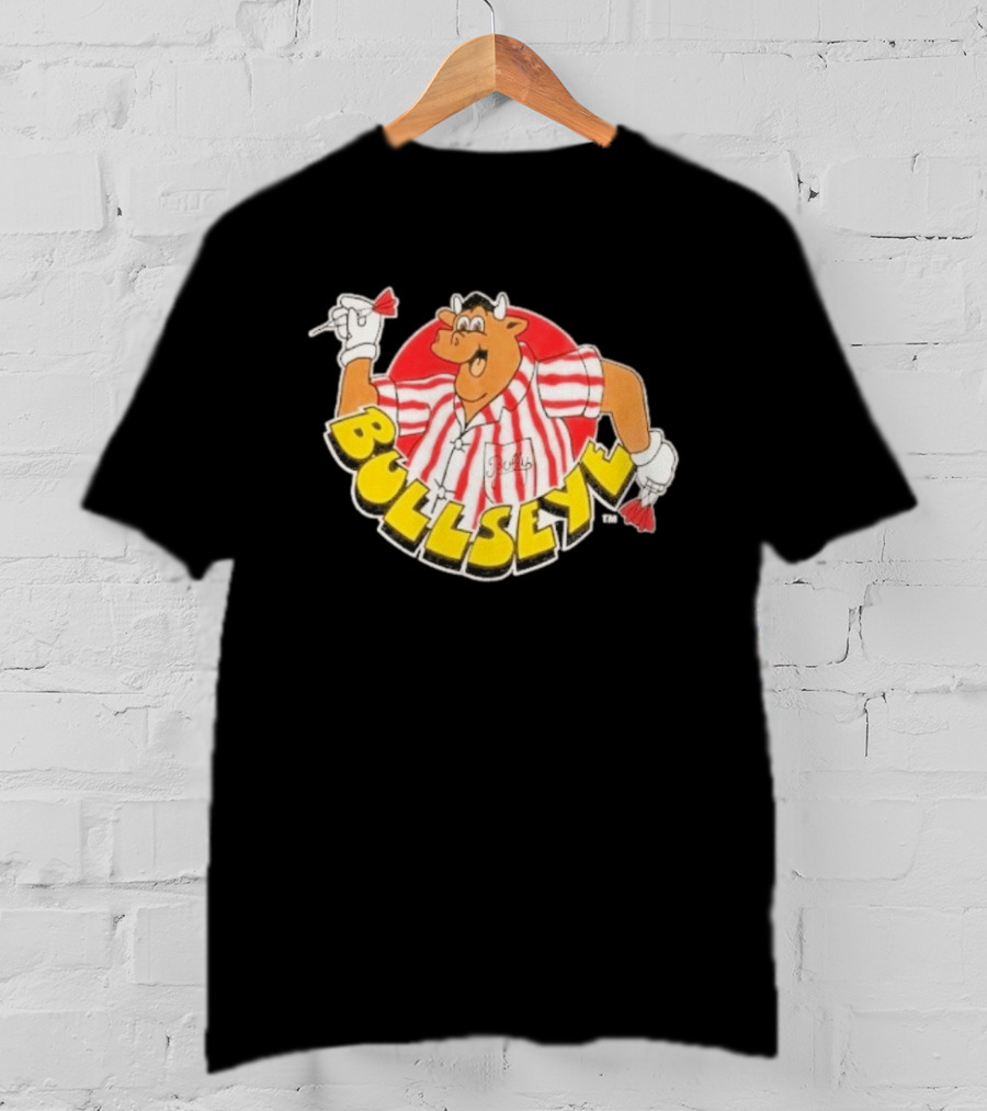 Bullseye Cartoon Bull With Darts Red And White Stripes T-Shirt