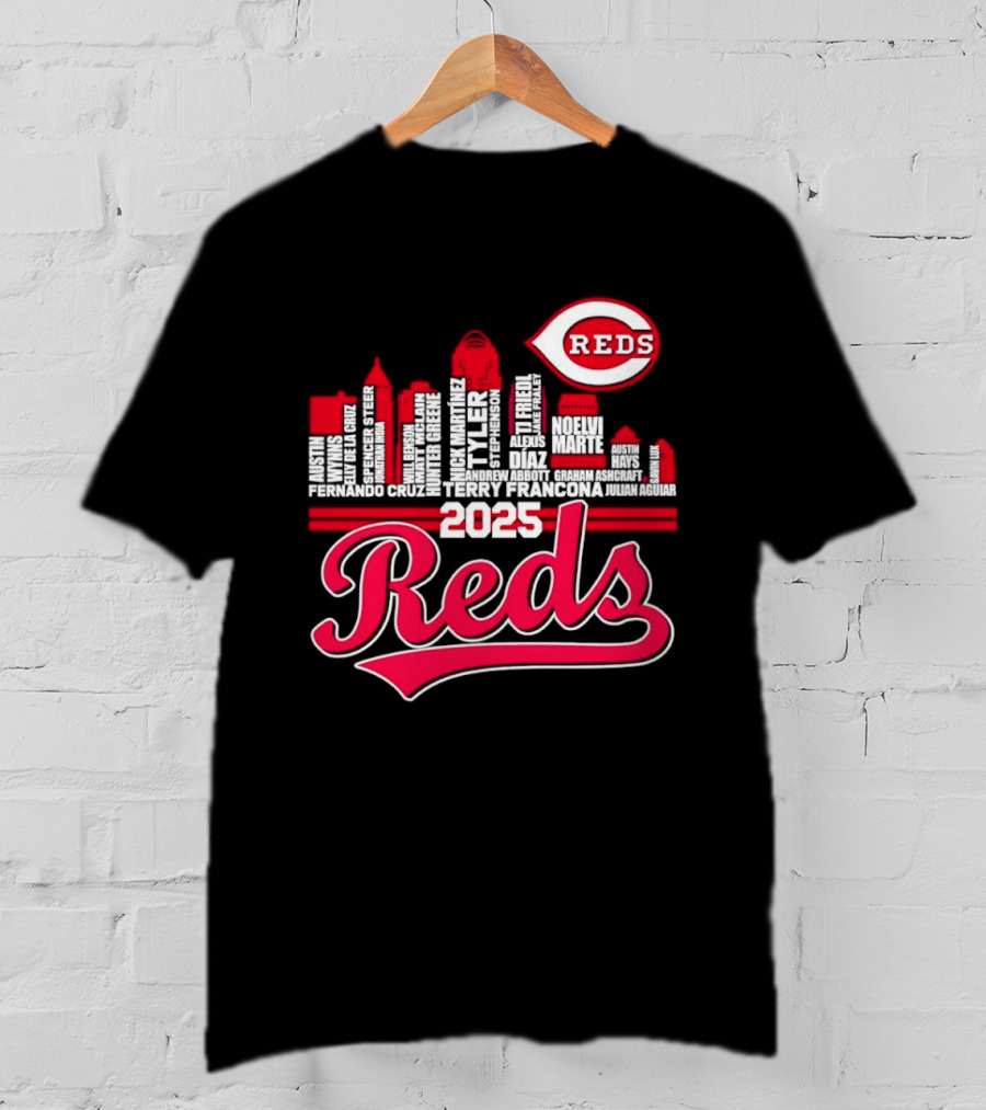 Cincinnati Reds Skyline Players 2025 Reds T-Shirt
