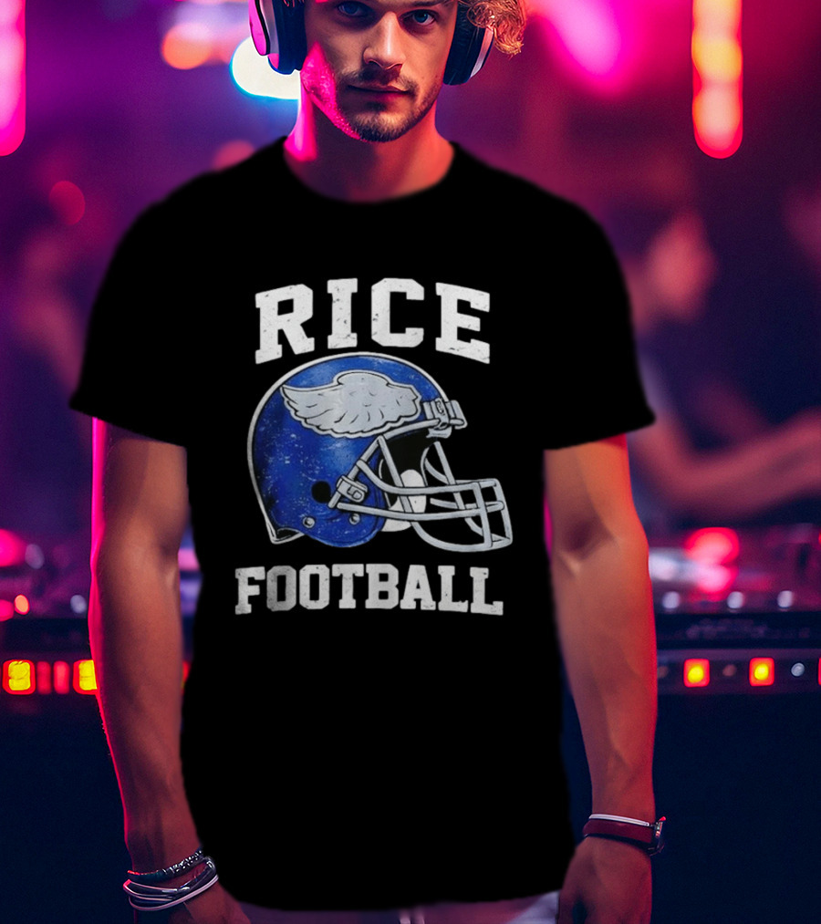Rice Football Blue Winged Helmet T-Shirt