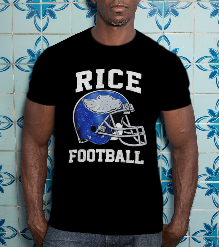 Rice Football Blue Winged Helmet T-Shirt