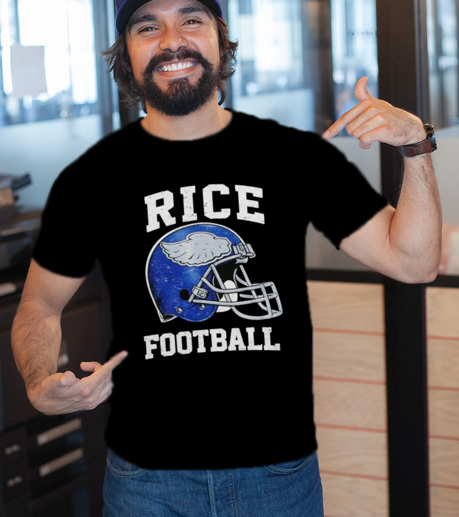 Rice Football Blue Winged Helmet T-Shirt