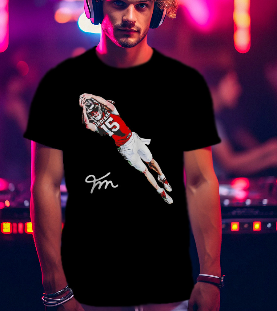 Fernando Mendoza Indiana Hoosiers Natty Flippin' Champs Iconic 15 Leap Signature T-Shirt