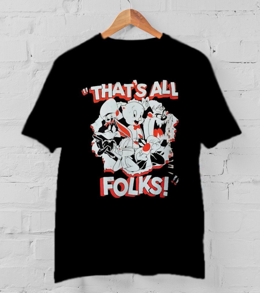 Looney Tunes That's All Folks Bugs Bunny Daffy Duck Classic Cartoon Characters T-Shirt