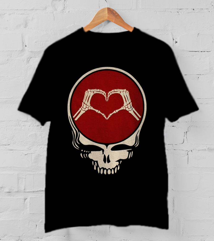 Grateful Dead Skull Skeleton Heart Hands Valentines Jerry Garcia Bob Weir T-Shirt