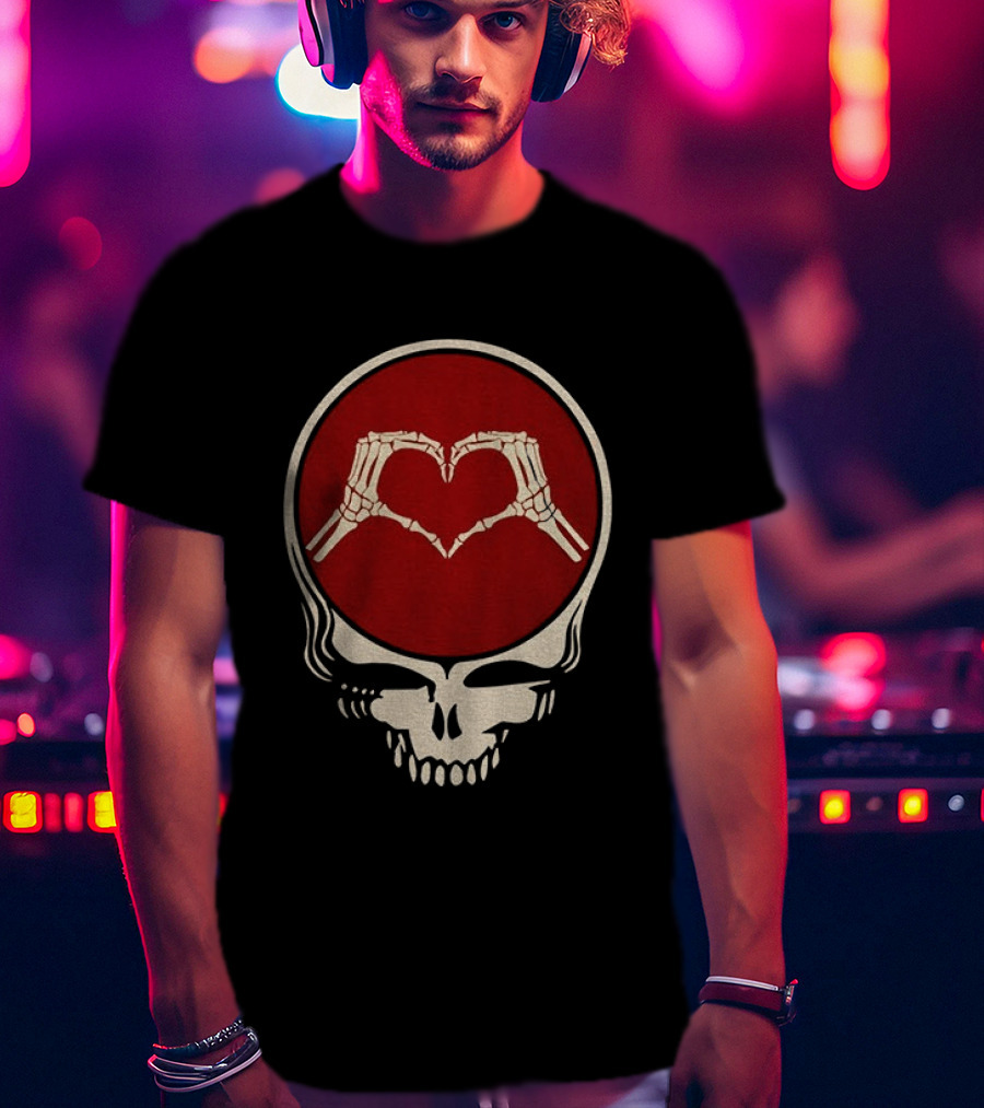Grateful Dead Skull Skeleton Heart Hands Valentines Jerry Garcia Bob Weir T-Shirt