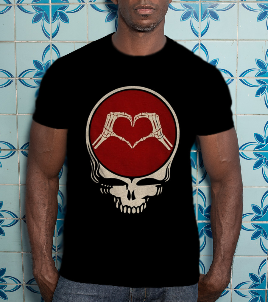 Grateful Dead Skull Skeleton Heart Hands Valentines Jerry Garcia Bob Weir T-Shirt
