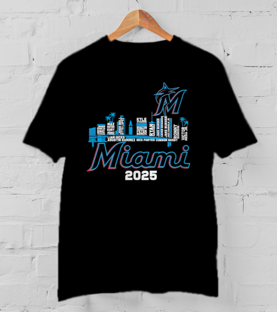 Miami Marlins City Skyline 2025 T-Shirt