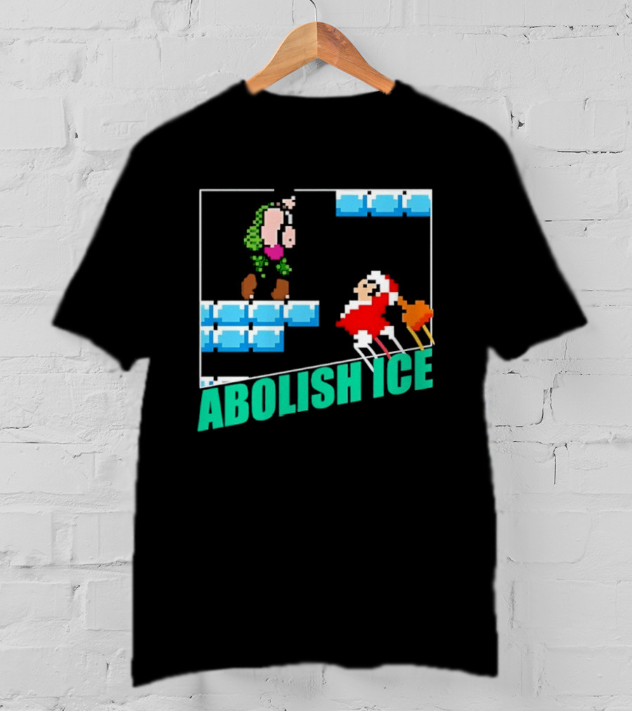 Abolish ICE Super Mario Style Pixel Art USA Retro Gaming T-Shirt