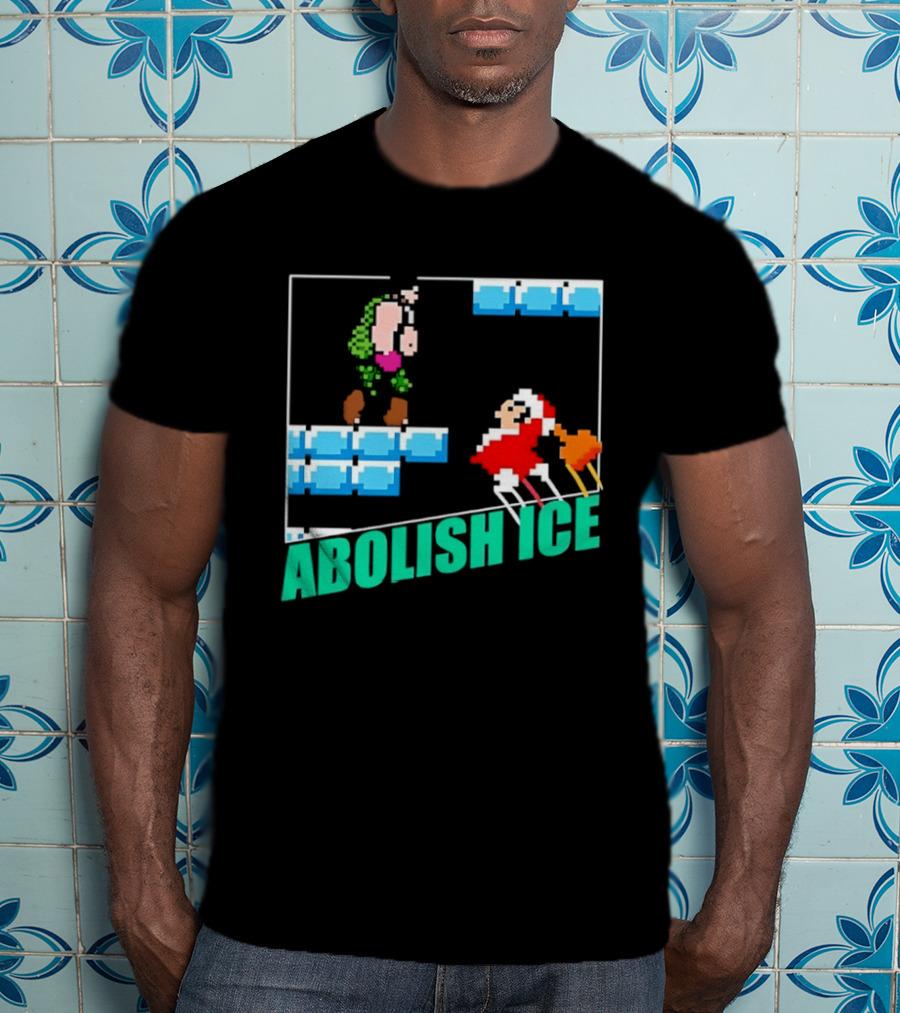 Abolish ICE Super Mario Style Pixel Art USA Retro Gaming T-Shirt