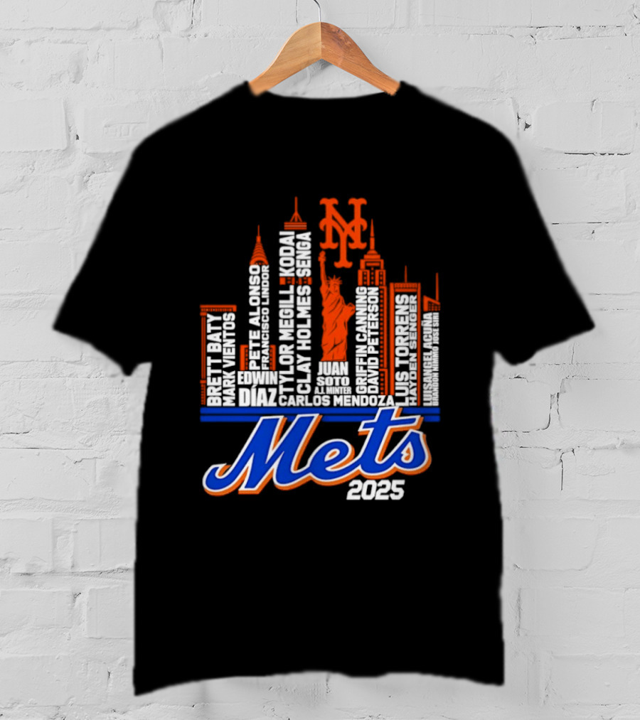 New York Mets Players City Skyline 2025 T-Shirt