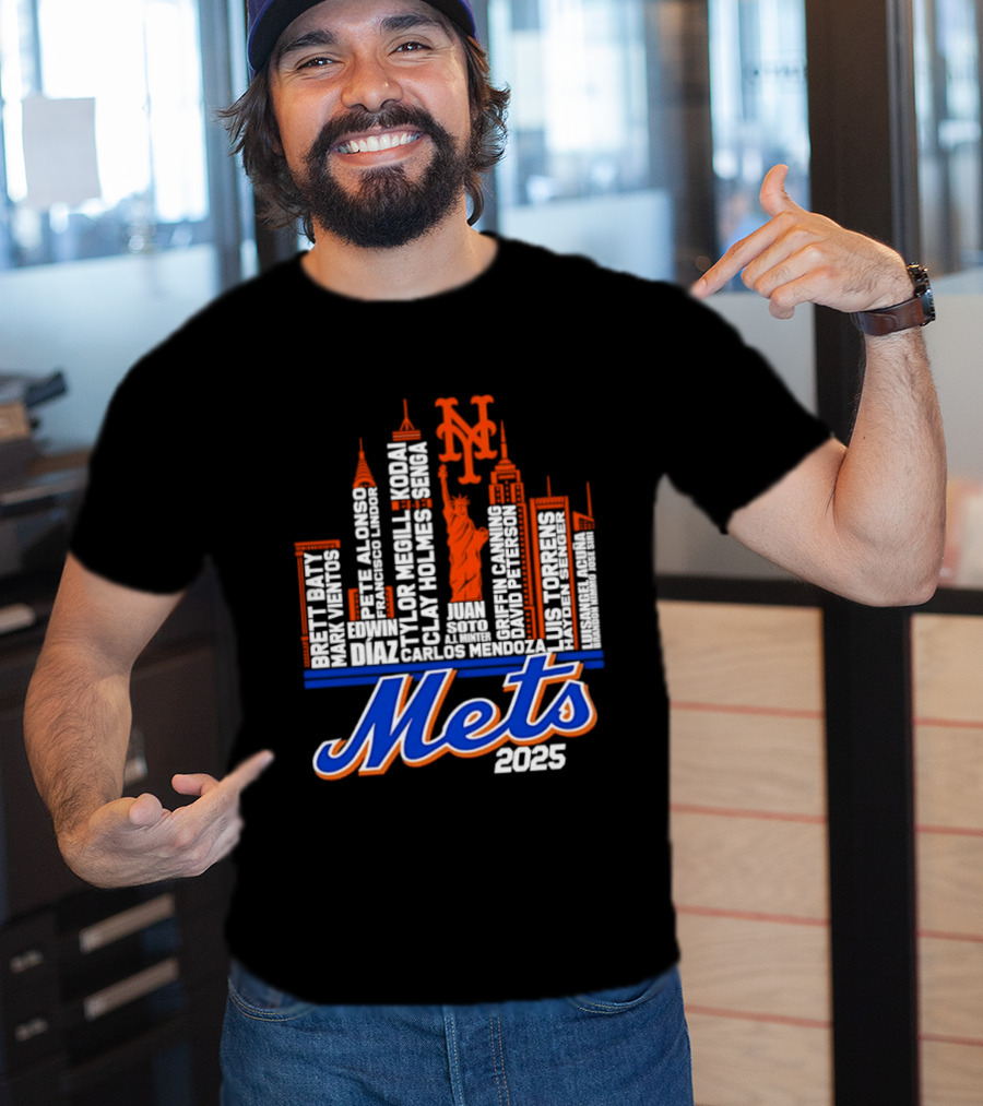 New York Mets Players City Skyline 2025 T-Shirt