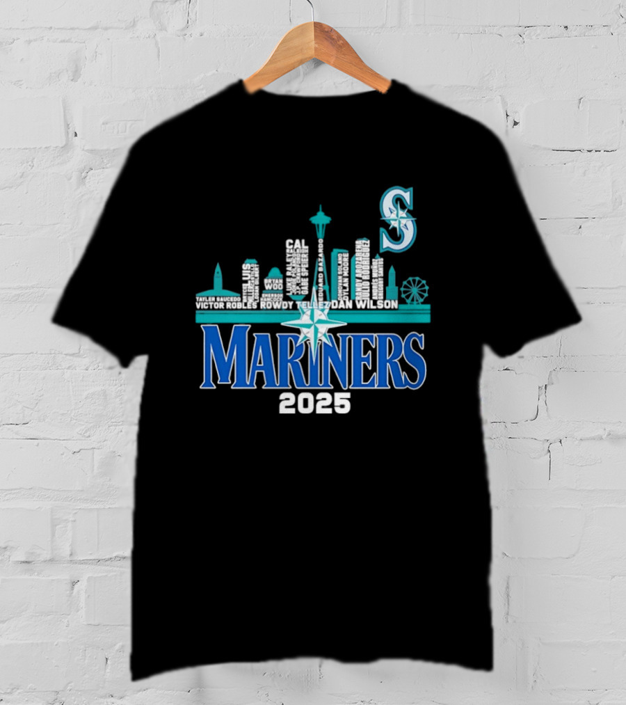 Seattle Mariners 2025 City Skyline Player Names Iconic S T-Shirt