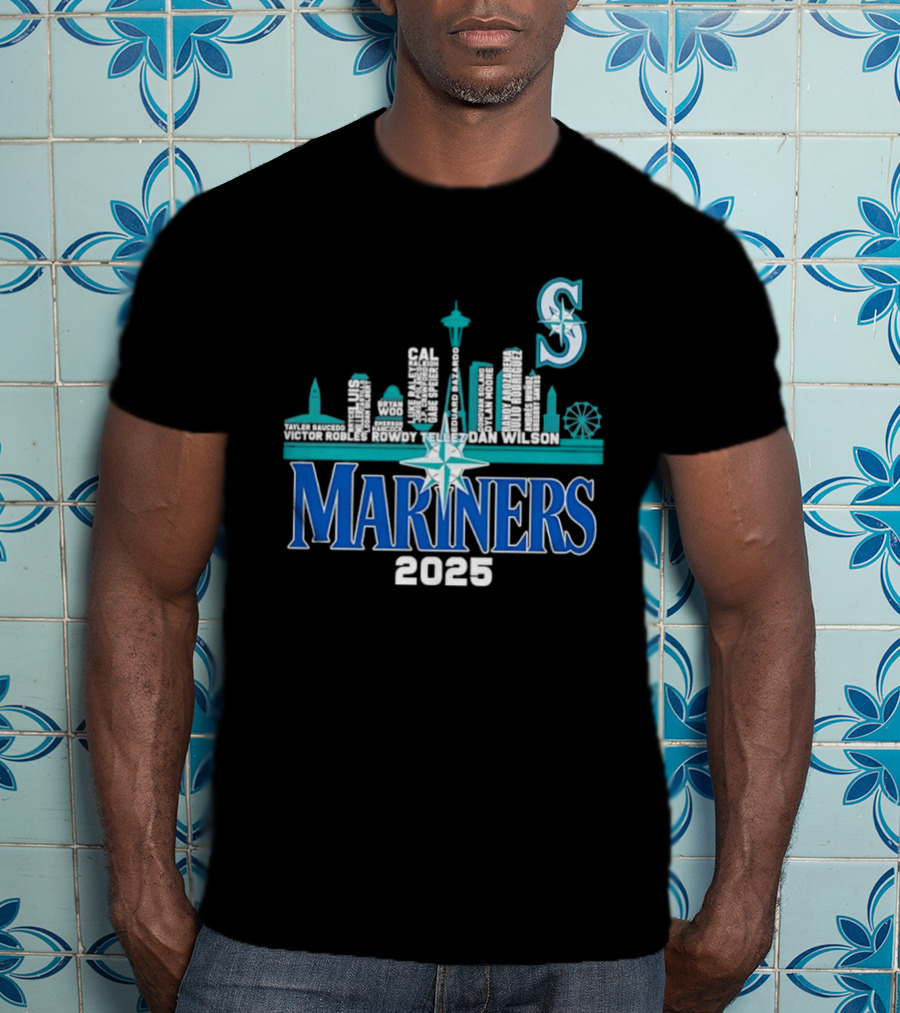 Seattle Mariners 2025 City Skyline Player Names Iconic S T-Shirt