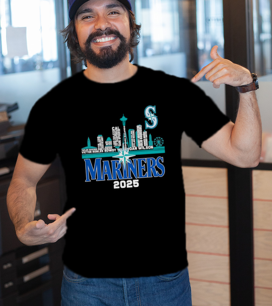 Seattle Mariners 2025 City Skyline Player Names Iconic S T-Shirt