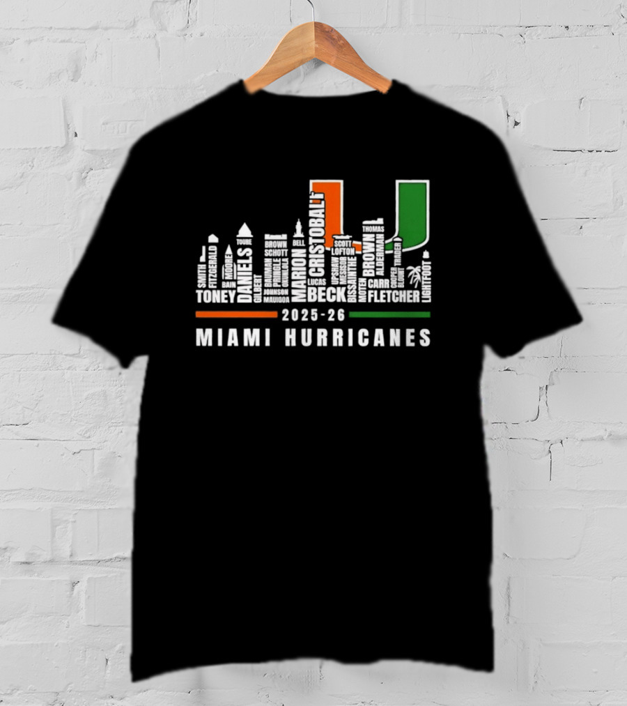 Skyline City Miami Hurricanes 2023 24 Player Names U T-Shirt