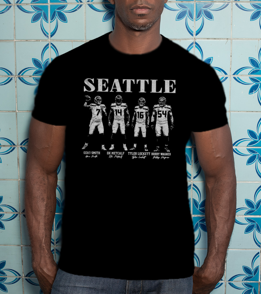Seattle Seahawks Geno Smith DK Metcalf Tyler Lockett Bobby Wagner Signatures T-Shirt
