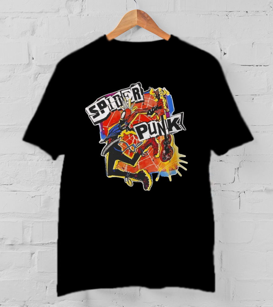 Spider Punk Guitar Hero Rebellion Web Burst T-Shirt