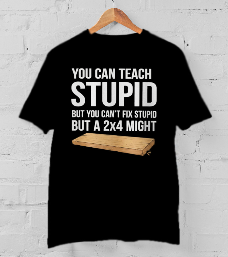 You Can Teach Stupid But You Can't Fix Stupid But A 2x4 Might T-Shirt