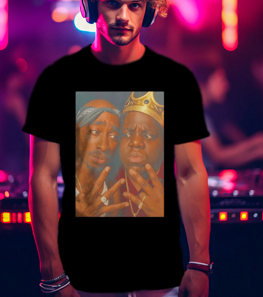 2Pac Biggie Smalls Meme With Bandana And Crown T-Shirt