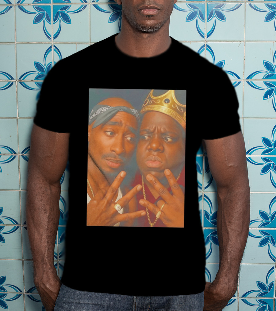 2Pac Biggie Smalls Meme With Bandana And Crown T-Shirt