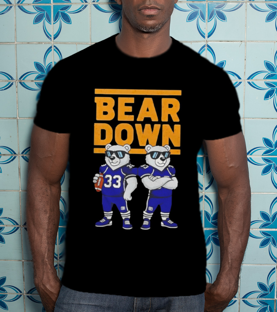 Bear Down Chicago Bears Football Cool Polar Bears Wearing Sunglasses T-Shirt