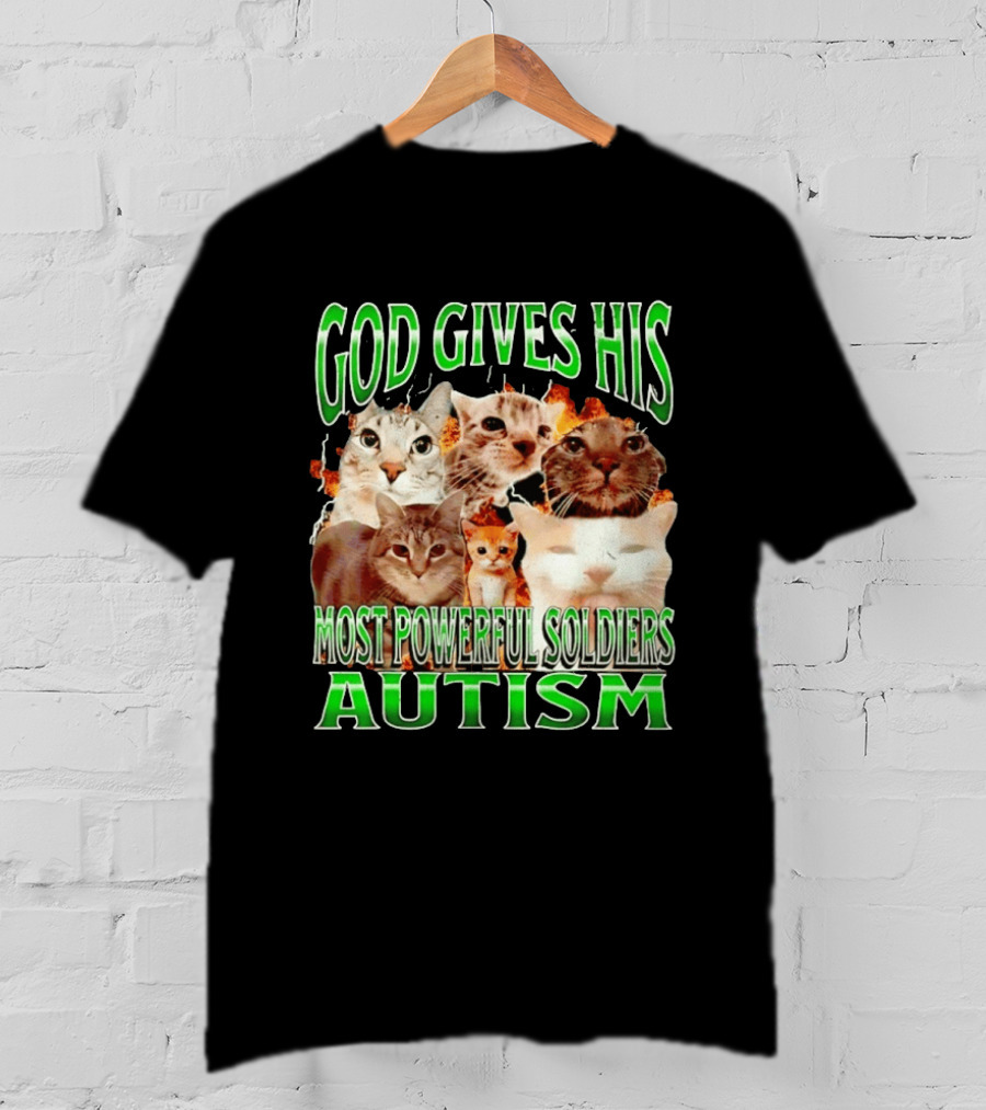 God Gives His Most Powerful Soldiers Autism Cats T-Shirt