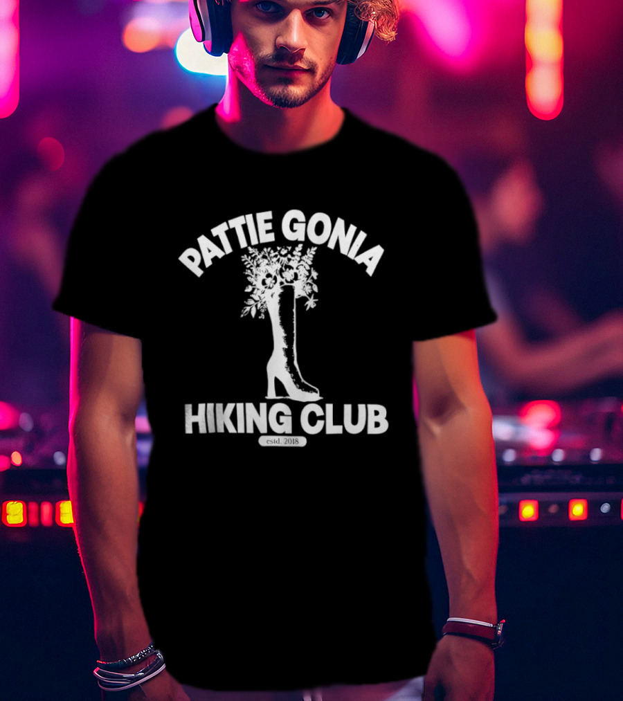Pattie Gonia Hiking Club Est 2018 Boot And Floral T-Shirt
