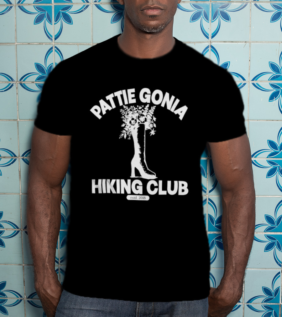 Pattie Gonia Hiking Club Est 2018 Boot And Floral T-Shirt