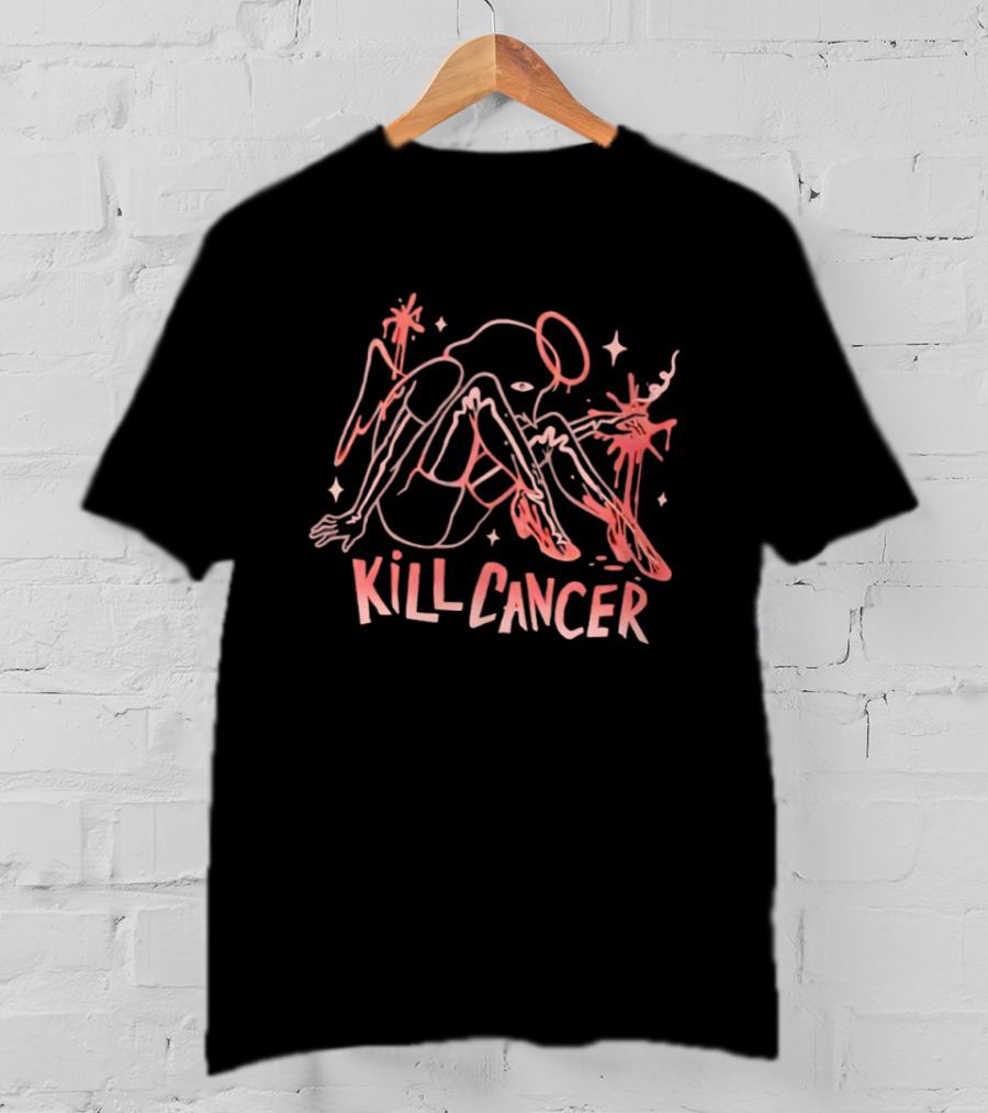 Kill Cancer Angela Unique Line Art Style Empowerment T-Shirt