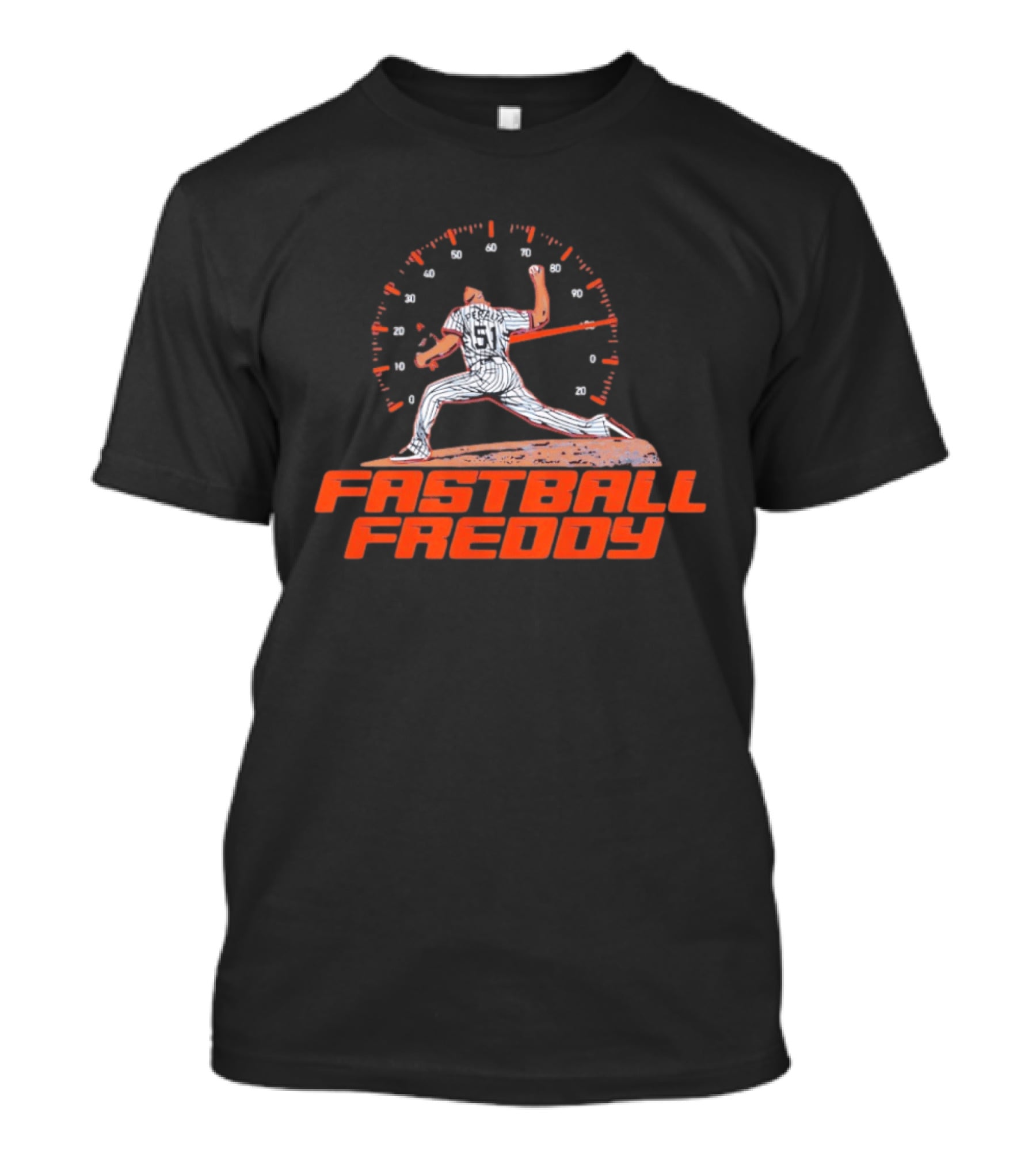 Fastball Freddy Peralta Number 51 Pitching Speedometer T-Shirt