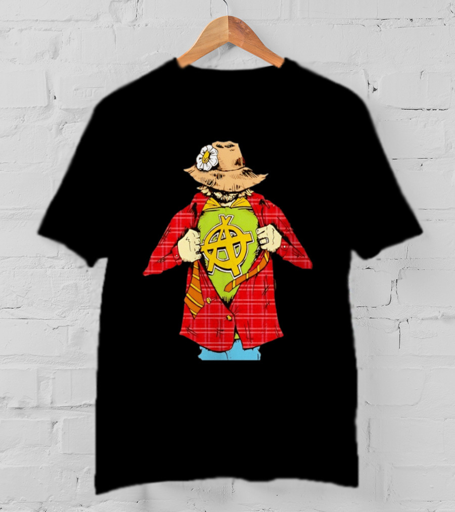 Scarecrow Anarchy Symbol With Plaid Jacket And Straw Hat T-Shirt