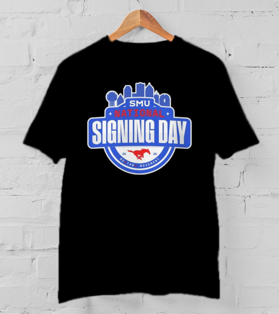 SMU Mustangs National Signing Day Mustang Movement 2026 Skyline T-Shirt
